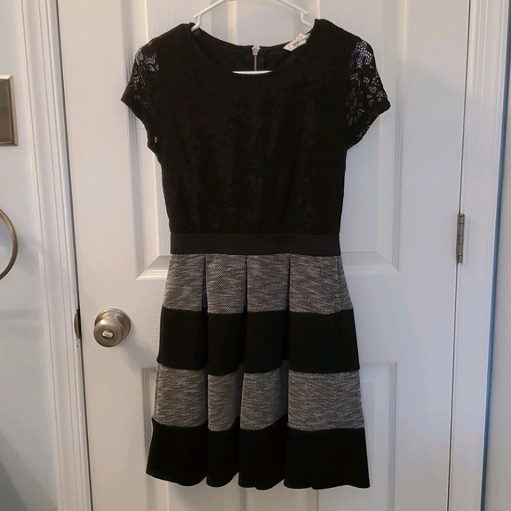 Speechless Black Dress w/ Black & Gray Skirt